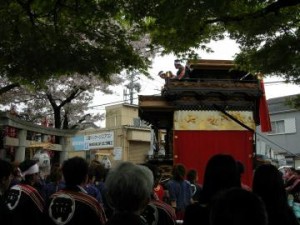 神社を向いて