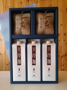 リキッドコーヒー『冷珈（無糖、1L）』 3本と“権ブレンド”の  ドリップパック5p×2（10杯分）